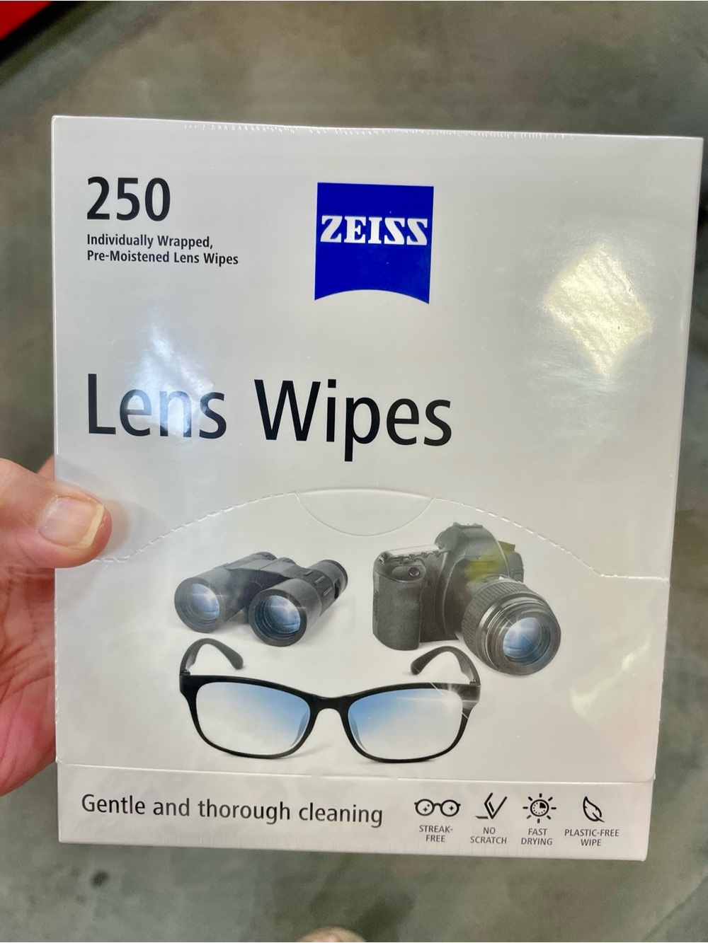ZEISS Lens Wipes Individually Wrapped Cleaning Wipes (250 Pack)